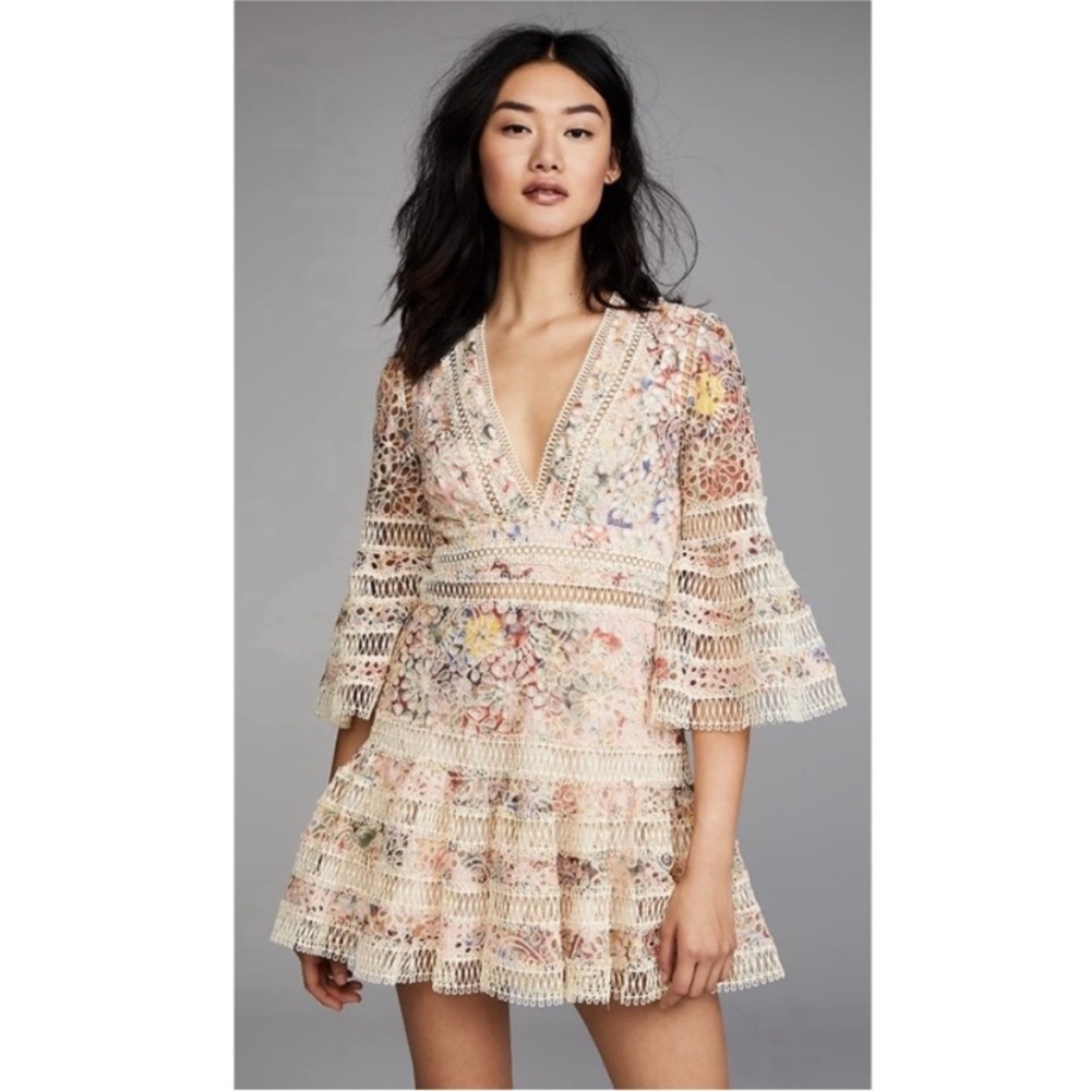 Zimmermann Multicolor Crochet Long Sleeve Dress
